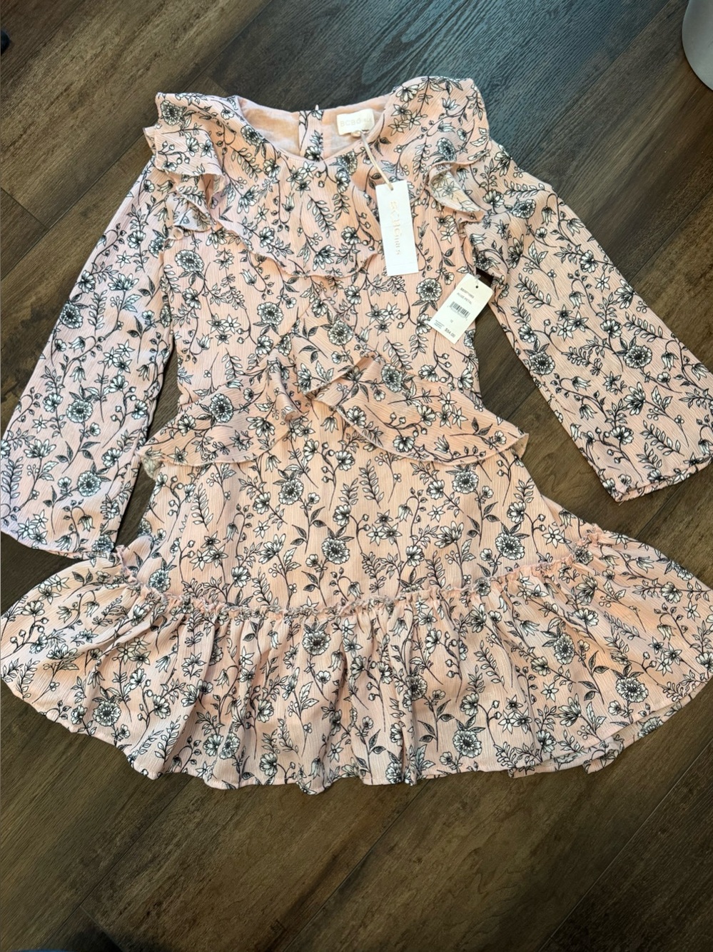 New with tags girls size 12 BCBG floral flouncy blush pink dress